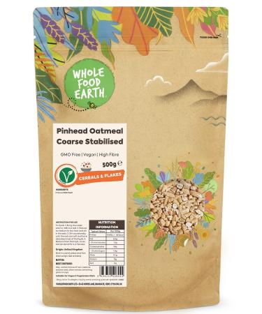 Wholefood Earth - Pinhead Oatmeal Coarse Stabilised 500 g | GMO Free | Vegan | High Fibre