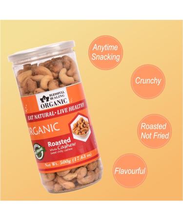 Blessfull Healing Organic Natural Vegan Sweet Chilly Roasted Whole Cashew Nuts Crunchy Kaju 500 Gram - Buy Online on SooperMarket.com