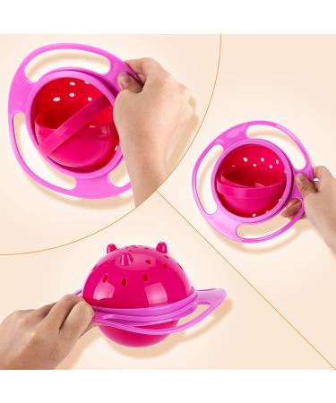 360 Degrees Gyro Bowl - Unspillable Snack Toddler Bowl - Anti Spill Magic Bowl for Babies and Kids - Pink - Buy Online on SooperMarket.com