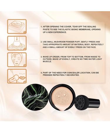 Nmbol CC Cream Mushroom Head Air Cushion Liquid Foundation Concealer Cover Make Up Concealer for Face and Neck Long-Lasting Even Skin Colour Make-Up Foundation Ivory - Buy Online on SooperMarket.com