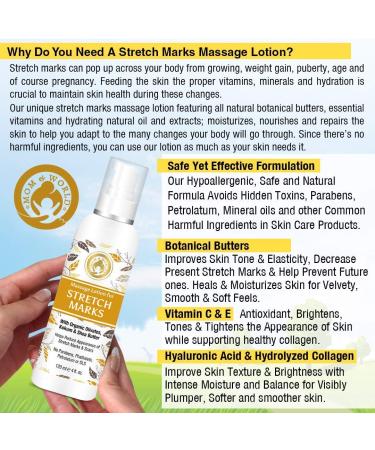Mom & World Massage Lotion for Stretch Marks 120ml - Organic Olivates Kokum & Shea Butter - Best Stretch Mark Cream for Moms - Buy Online on SooperMarket.com
