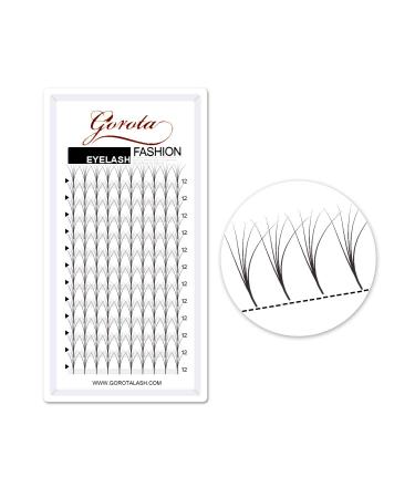 Gorota Premade Fans Eyelash Extensions 3D C Curl 8mm Length 0.1 Middle Stem & Long Stem Heat Bonded Premade Fans Russian Volume Lash Extensions Supplies (5D-C-0.07, 8-15MM) 8-15mm Big-5D-C-0.07