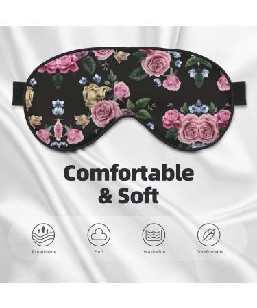 Shop Black Background Rose Soft Sleep Eye Mask | Breathable Eye Patch for Women | Ideal for Travel & Relaxation - Buy Online on SooperMarket.com