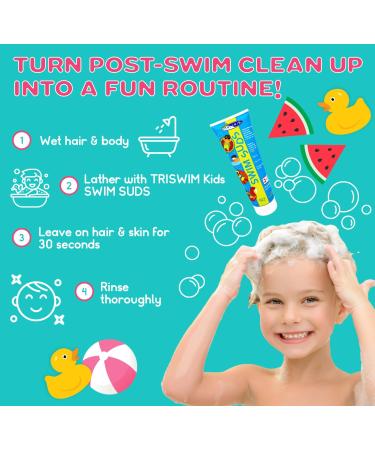 TRISWIM Swim Suds 2-in-1 Shampoo & Body Wash - Gentle Chlorine & Saltwater Removal | Kids Watermelon Scent for a Perfect Post-Swim Routine - Buy Online on SooperMarket.com