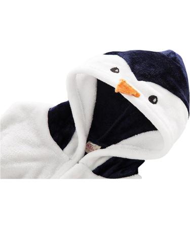 CuteOn Unisex Baby Kids Penguin Flannel Hooded Bathrobe | Cartoon Animal Pajamas Nightwear - International Shipping Available - Buy Online on SooperMarket.com