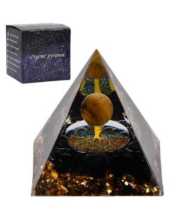 Kioiner Crystal Pyramid 5cm Orgone Pyramid Positive Energy Collection Wealth Lucky Pyramid for Women Girls Yoga Meditation Healing Home Decoration (A)