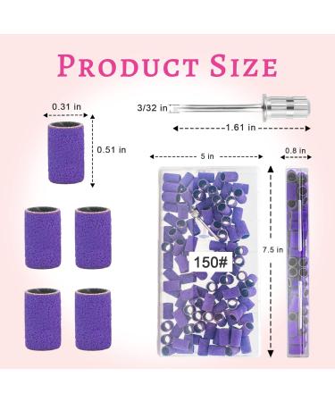 100Pcs Medium Grit Sanding Bands for Nail Drill - 150 Grit Professional Nail Sanding Band Set with 3/32 Nail Drill Bit for Acrylic Nails - Purple - Buy Online on SooperMarket.com