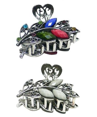 JCGY Set of 2 Small Metal Jaw Clips - Multi Color Off White Hair Claw Clips - Buy Online on SooperMarket.com