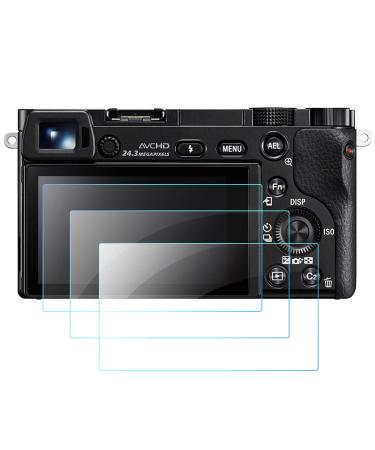 QIBOX Glass Screen Protector Compatible with Sony Alpha A6600 A6100 A6400 A6000 A5000 A6300 NEX-7 NEX-3N NEX-5 NEX-6L 3-Pack Tempered Glass Anti-scratch Ultra-Clear Cover(NOT for a6500/a5100)