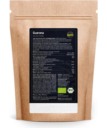 Biotiva Guarana Powder Organic - 250g Pure Guarana Powder - Energizer - Guaranteed Without additives - Made and Controlled in Germany (DE- KO-005) - 100% Vegan - Buy Online on SooperMarket.com
