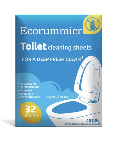 Toilet Cleaner Sheets 32 Cleans Lemon Powerful Cleaning Septic Safe Eco Friendly Toilet Bowl Cleaner Strips Perfect for Travel Apartments Dorms Vanlife