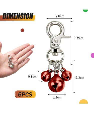 6 Piece Pet Bells for Collars - Loud Dog Bubbles & Key Rings - Colorful Triple Bell Charms (Green Red Blue Purple Silver Gold) for Dogs - Buy Online on SooperMarket.com