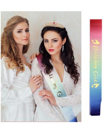 Princess Birthday Girl Crown & Sash Set | Tiara & Happy Birthday Headband for Girls | Birthday Party Accessories & Favors - Buy Online on SooperMarket.com