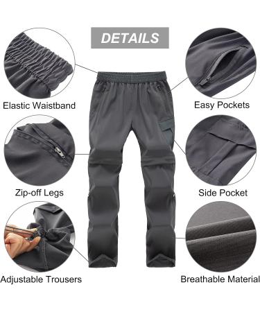 Feoya Children's Outdoor Hiking Pants - Zip Off & Removable Shorts Quick-Drying Trekking Pants for Unisex Youth & Girls - 150 Gray - Buy Online on SooperMarket.com