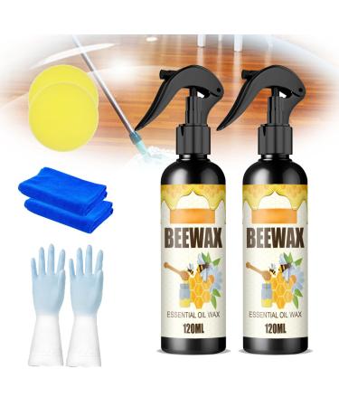 LONGLUAN Natural Micro-Molecularized Beeswax Spray Molecularized Beeswax Spray Bees Wax Furniture Polish and Cleaner Antique Furniture Cleaner Crack and Scratch Renovation Care Wax (2pcs)