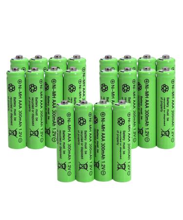 20 Packs 1.2V AAA 300mAh Ni-MH Rechargeable Batteries for Solar Lights Outdoor Garden Solar Light Lamp