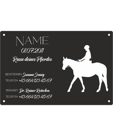 Personalized Horse Shape Stable Bar Sign | 29x19cm Black Glossy Laser Engraved | UV-Resistant & Waterproof | Perfect for Equestrian Decorations - Buy Online on SooperMarket.com