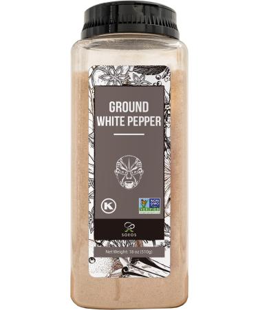 Soeos Fine Ground White Pepper 18 Ounces, Non-GMO, Kosher Verified, Freshly Packed to Keep Peppers Fresh, Fine Grain, White Pepper Powder, White Peppercorns Powder, Ground White Peppercorns Ground White Pepper 1.13 Pound (