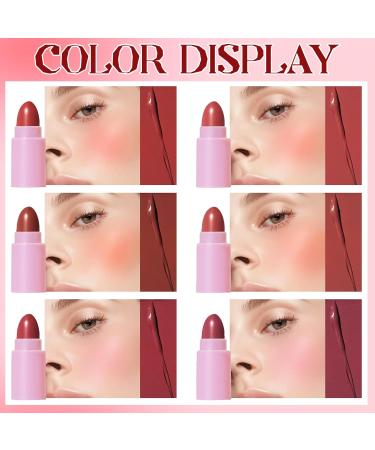 HOSAILY 6 Colors Mini Cream Blush Stick Set Matte Velvet Cream Blush Makeup Lightweight Natural Blendable Face Blush Stick Multi-Use Lip and Cheek Tint Cream Blusher for All Skin Tones - Buy Online on SooperMarket.com