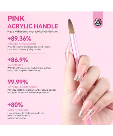 Saviland 5 PCS Kolinsky Acrylic Nail Brush Set - Professional Brushes for Acrylic Nails - Pink Nail Brushes for Acrylic Powder & Liquid Extension - Size 4/8/10/14/16 - Buy Online on SooperMarket.com