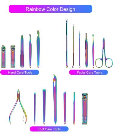 SFYDOM Rainbow Manicure Set - 18 Piece Nail Clippers for Women Gift - Buy Online on SooperMarket.com
