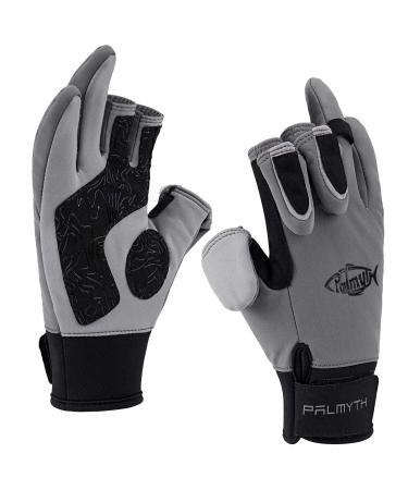 Palmyth Flexible Fishing Gloves Warm for Men and Women Cold Weather Insulated Water Repellent Great for Ice Fishing Fly Fishing Photography Motorcycling Running Shooting Hiking Black/Grey Large