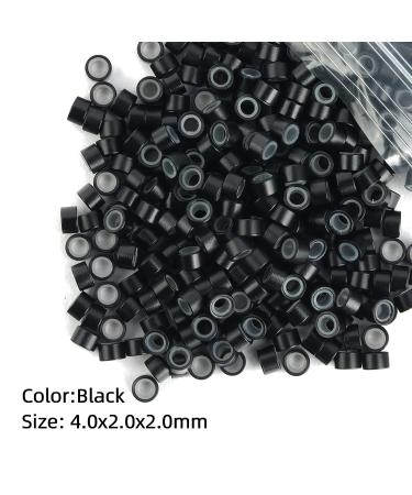 500Pcs 4mm Black Silicone Lined Micro Ring Beads for Hair Extensions - 5 Colors - Vlasy - Buy Online on SooperMarket.com