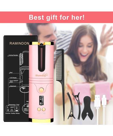 Buy Cordless Auto Hair Curler - Portable Automatic Curling Iron with LCD Display | Fast Heating & Rechargeable Hair Styling Tool - Buy Online on SooperMarket.com