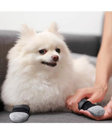 Frienda 8-Piece Anti-Slip Dog Socks for Small Puppies and Kittens - Adjustable Paw Protector with Traction Control in Black and Gray (Size S) - Buy Online on SooperMarket.com