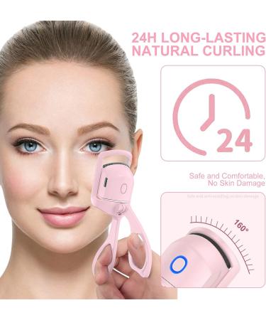 Heated Eyelash Curler Electric - 2 Modes, Quick Heating, Easy Curl, Long Lasting Natural Lashes - Save Makeup Time - Pink - Buy Online on SooperMarket.com