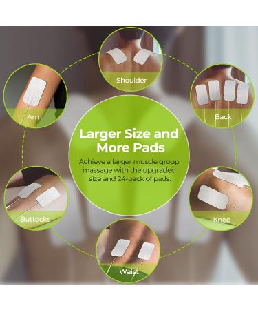 AUVON TENS Unit Replacement Pads 2x4 - 24 Pcs Large Size Electrodes for Electrotherapy - Buy Online on SooperMarket.com
