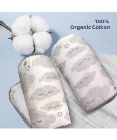 Miracle Baby Muslin Swaddle Blanket | 110x150cm | 115x150cm | Clouds Print | Cotton Summer Blanket | Boys Girls (Two Layers) - Buy Online on SooperMarket.com