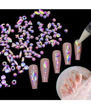 3830pcs Nail Rhinestones Gems Kit - 3D Crystal Diamond Stones, Mixed Shapes, Round Flat Rhinestones - Includes Nail Jewels Wax Pen & Gift Box - for Acrylic Nail Art DIY Crafts - Buy Online on SooperMarket.com