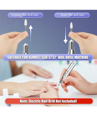 Depvko 20Pcs 3/32'' Ceramic Carbide Nail Drill Bits Set for Manicure Pedicure - Diamond Cuticle Remover & Nail Drill Accessories - Buy Online on SooperMarket.com