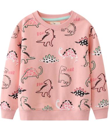 Girls Dinosaur Sweatshirt | Kids Cotton Top | Long Sleeve Pullover | Toddler Clothes | Age 1-12 Years - Buy Online on SooperMarket.com