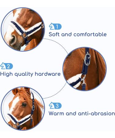 Nobleza Knotted Halter for Horses - Padded Nose & Neck Dark Blue | Ideal for Riding & Training - International Shipping Available - Buy Online on SooperMarket.com