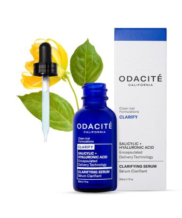 Odacite Clarifying Salicylic & Hyaluronic Acid Facial Serum for Acne - Acne-Prone Face Serum Reduces Blemishes & Clogged Pores - Vitamin E & Ylang Ylang Floral Water - 1 Fl Oz