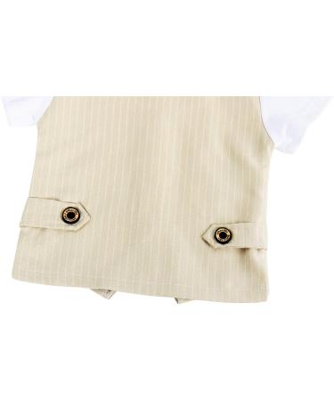 AmzBarley Baby Boys Gentlemans Suit | Dress Shirt, Pants, Vest, Bowtie Rompers | Khaki 6-12 Months - Buy Online on SooperMarket.com