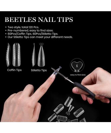 Beetles Poly Extension Gel Dual Nail Form - 120 Pcs Builder Nail Gel Molds for Coffin & Stiletto Nails - DIY Nail Art Salon Quality - Buy Online on SooperMarket.com