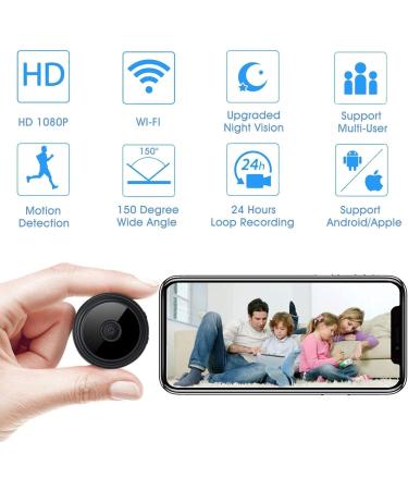 Mini WiFi Spy Camera for Home Security - Motion Detection, Night Vision, Audio, App Control - Nanny/Pet/Car Cam - Buy Online on SooperMarket.com