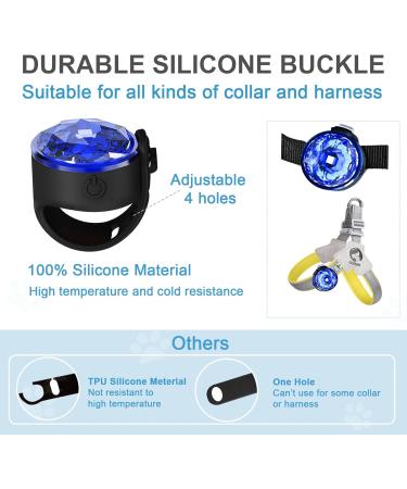 2 Pack LED Dog Harness Lights - Fluorescent Silicone Bands with USB-C - IP65 Waterproof - 3 Modes Flashing Light (Blue) - Buy Online on SooperMarket.com