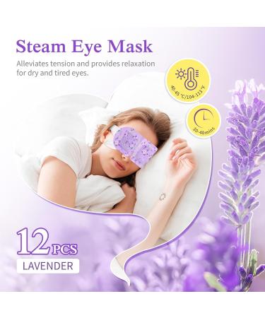 Steam Eye Mask 12 Packs Warming Eye Mask Self Heating Eye Mask Soothing Headache Relief Lavender Sleep Mask for Dry Eyes Fatigue Disposable Moist Hot Compress Eye Patch for Relaxation and Eye Strain - Buy Online on SooperMarket.com