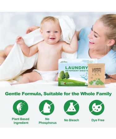 Eco-Friendly Laundry Detergent Sheets - Hypoallergenic Ultra-Concentrated Travel-Ready | Natural Fresh Linen Scent (120 Loads 60 Sheets - Buy Online on SooperMarket.com