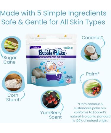 TruKid Yumberry Bubble Podz for Baby & Kids | Gentle Bubble Bath Bomb for Sensitive Skin | pH Balanced for Eye Sensitivity | Natural Moisturizers | 8 Count - Buy Online on SooperMarket.com