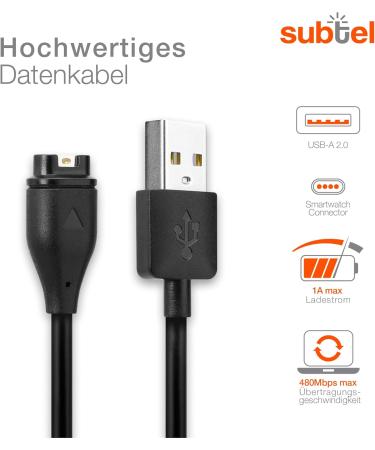 Buy Subtel 1m Replacement USB Cable for Garmin Fenix 7 6 6 Pro Vivoactive 4 & 3 | Colorful 10x Dust Protection Caps | USB A 2.0 Charging Data Cable - International Shipping Available - Buy Online on SooperMarket.com