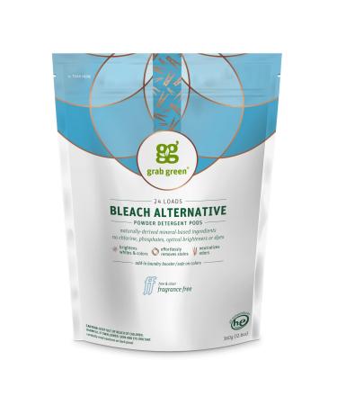 Grab Green Bleach Alternative Pods, 24 Count, Chlorine Free, Fragrance Free, Plant and Mineral Based, Laundry Booster to Brighten Whites, Removes Stains, Neutralizes Odors 24 Count (Pack of 1)