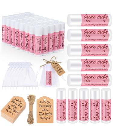 50 Set Bridal Shower Lip Balm Gifts Bulk Wedding Bridal Shower Lip Balms Gifts with 50 Organza Bag 50 Thank Tag Bridal Shower Favors Bridesmaid Proposal Stuffer for Bachelorette Party Supplies