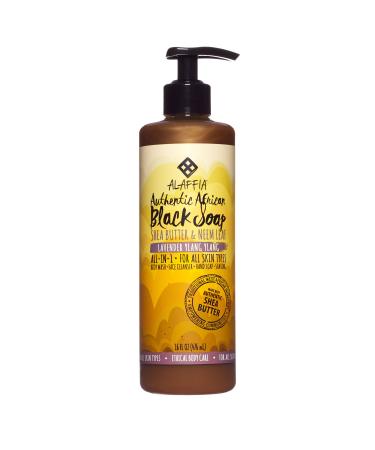 Alaffia Authentic African Black Soap Lavender Ylang Ylang 16 fl oz (476 ml)