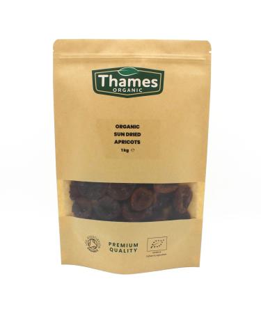 Sun Dried Apricots - Certified by Soil Association - Delicious Nutritious Convenient - All Natural No Added Sugar Non-GMO Unsulphured - Digestive - Thames Organic 1kg