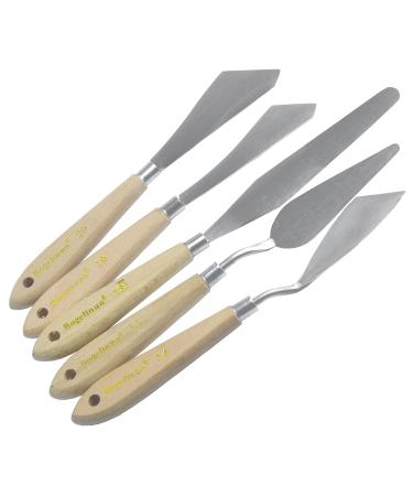 AebDerp 5pcs Big Palette Knife for Acrylic Painting Oil, Canvas Set Spatula Shovel Paint Knives with Wooden Handle Artists Painting Tools